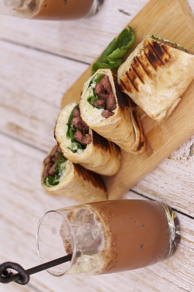 Beef wrap served with chilled mocktail